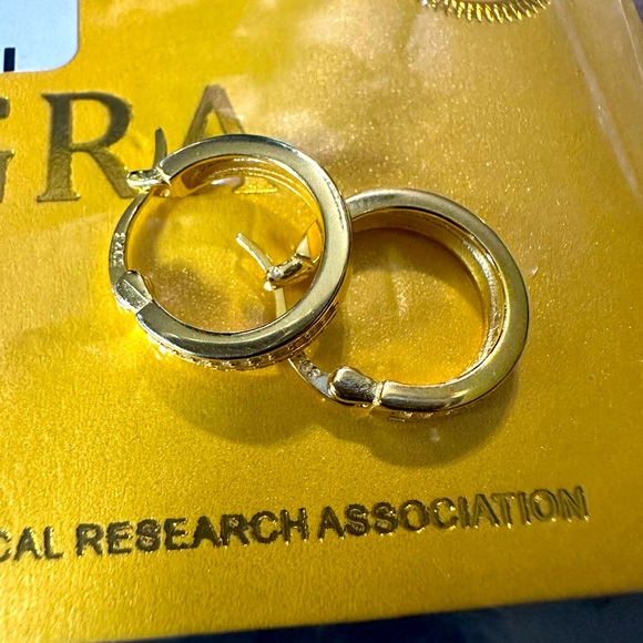 Moissanite 14k Gold over 925 sterling hoop Earrings .4ct - Picture 5 of 5